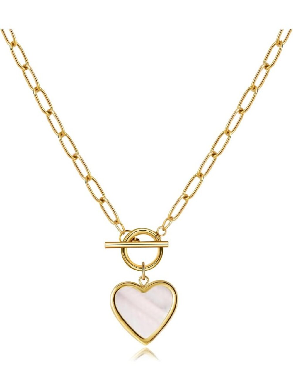 Women's 18k Hearts Gold Sea Shell Pendant Trendy Elegant Necklace Titanium Steel